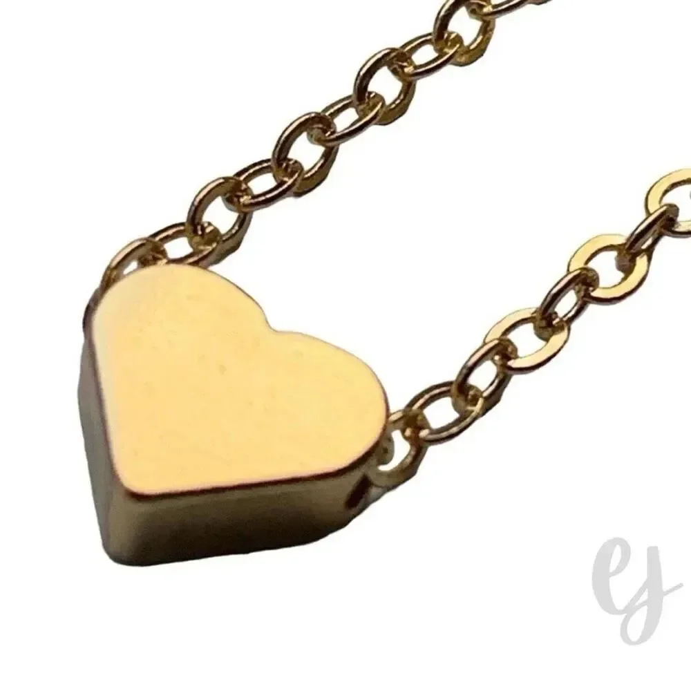 Gold Tone Heart Bead Pendant Necklace for Teens